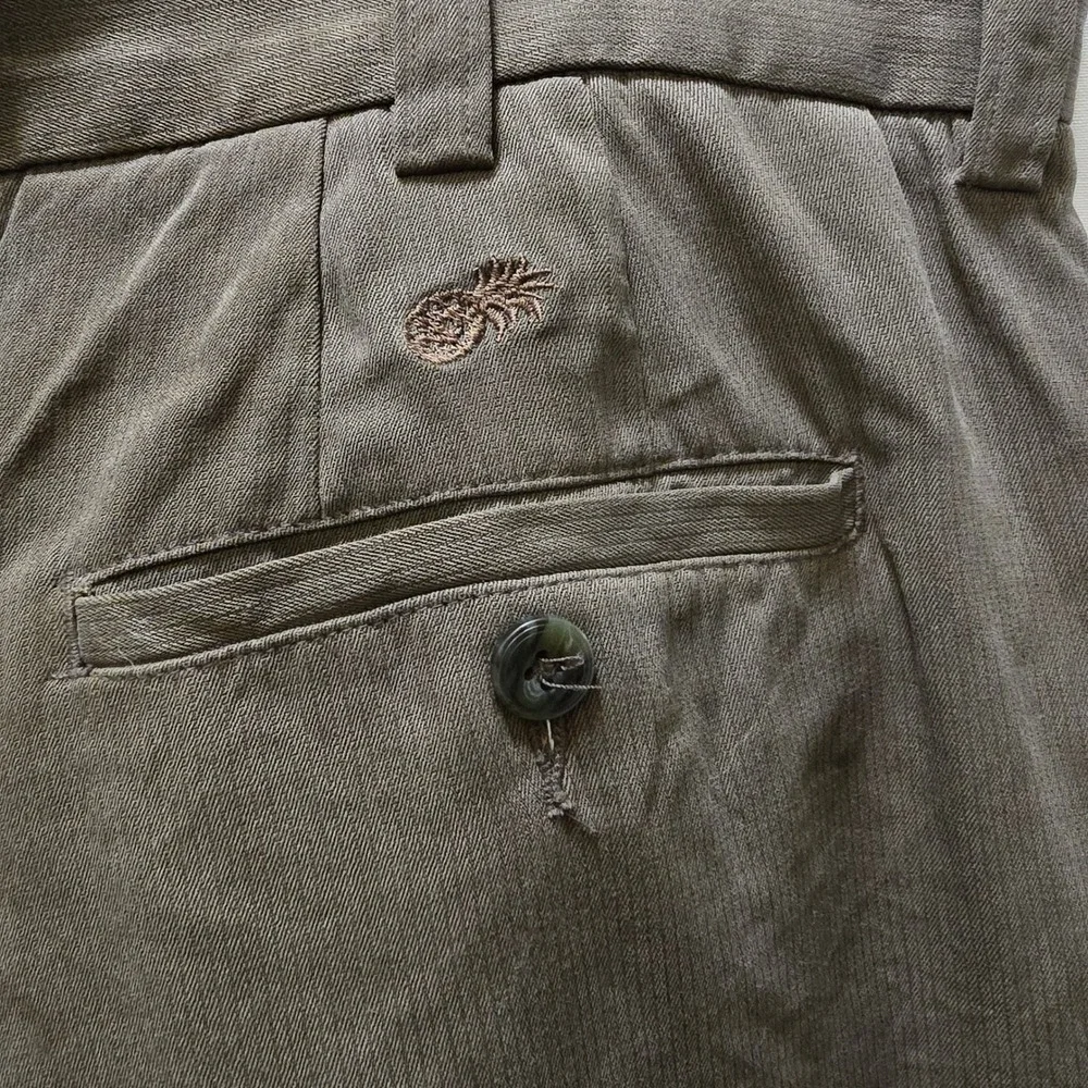 Caribbean Joe Army GreenMens Silk Pleated Relaxed Fit Shorts Olive Green 34